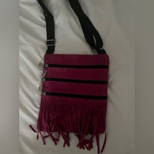 Fringe Crossbody Bag in Deep Magenta